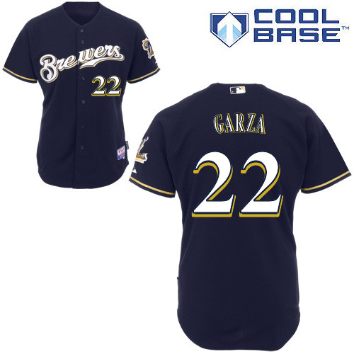 Matt Garza #22 Youth Baseball Jersey-Milwaukee Brewers Authentic Alternate Navy Cool Base MLB Jersey